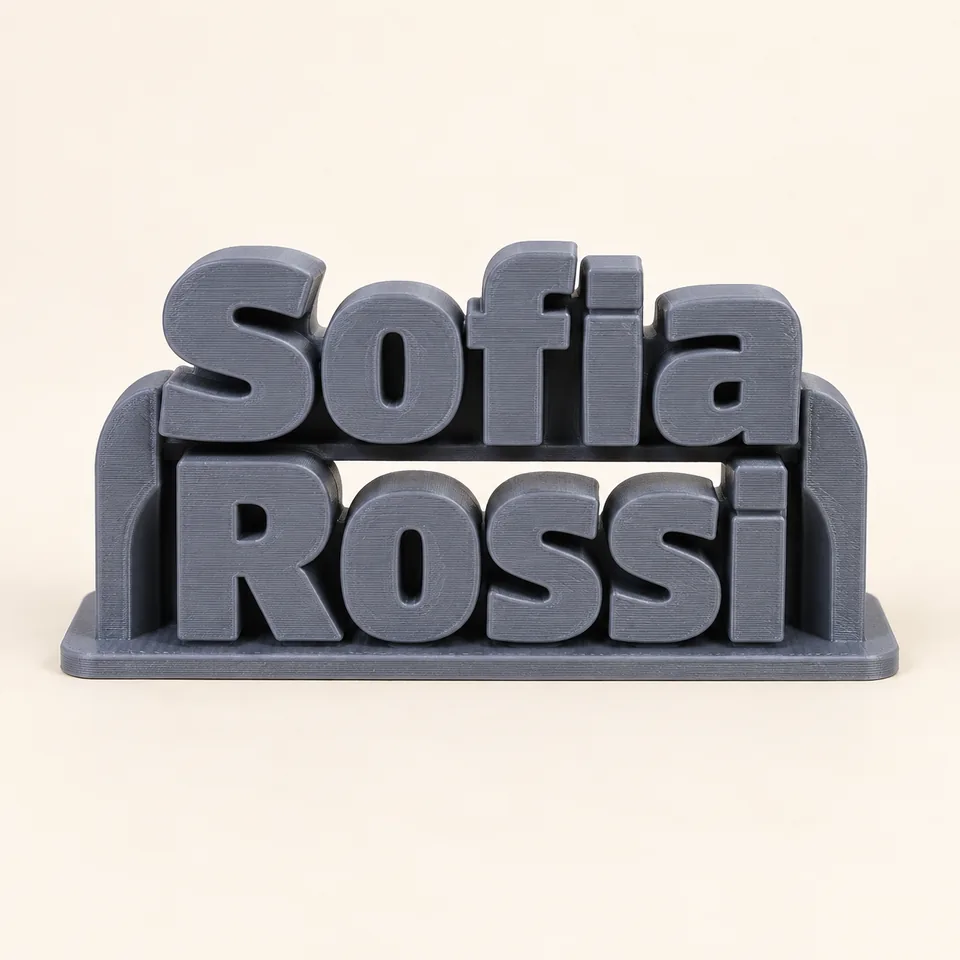 Targhetta con nome su due righe
